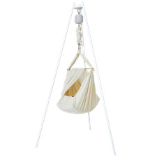 MEMBANTU Federwiege Set Babywiege Motor Natur Ständer Federwiege Komplettset 