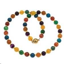 Kette bunt mit Achat Perlen 8 mm Edelstahl Magnetverschluss 42 - 60 cm