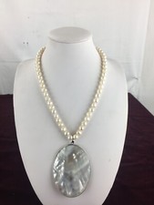 Süßwasser Perlen Kette Perlmutt Anhänger antik Halskette Schmuck Perlenkette