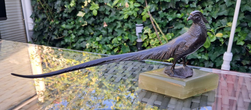 Bronze fasan marmorsockel 24cm - bronze,