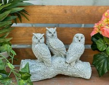 Steinfigur 3 Eulen auf einem
