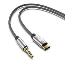 USB C Klinke Aux Kabel Typ C auf 3.5mm Klinkenkabel Nylon Huawei braun, 1m