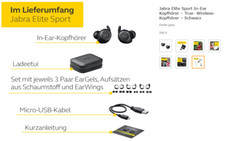 Jabra Elite Sport 13.5 Kabellos Bluetooth in-Ohr Mit Hülle, Schwarz, Gebraucht