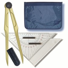 Navigationsbesteck - Anlegedreieck + Kursdreieck + Zirkel # Navibesteck Boot NEU