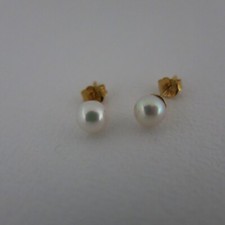 Ohrstecker Akoya ZuchtPerlen 5,5mm Rund AAA 925er Silber vergoldet Weiß mit Rosé