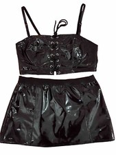 Lack Outfit 2-teilig Pu-Leder Fetisch Gr.36/38 M