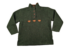 St. Peter Trachten Pullover Damen L Grün Filzwolle Knöpfe Bestickt Edelweiss