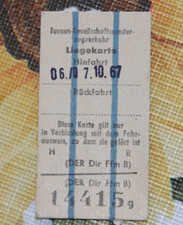 Fahrkarte Bahn Eisenbahn 1967