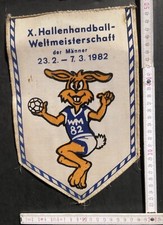 HANDBALL WELTMEISTERSCHAFT 1982 WIMPEL ANTIK,EHRENTAFEL WORLD CUP HISTORISCH