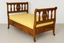 Antikes Nussbaum-Hochzeitsbett, Unikat, Restauriert, Matratze, Montierbar, 1860