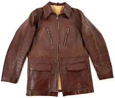 AERO LEATHERS US Vintage Barnstormer Pferdeleder Lederjacke Mantel Braun  48 M