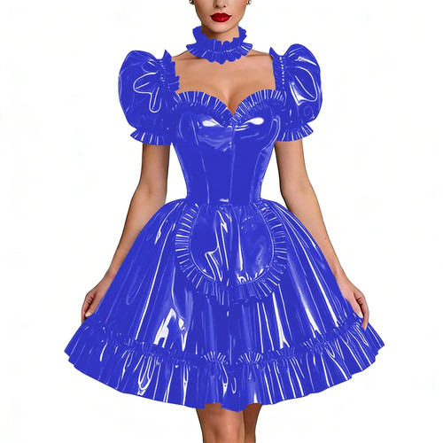 Pvc leder dienstmädchen kleid - pvc,