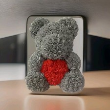 Rosenbär in Grau 40 cm Rosen bär Herz Weihnachten Geschenk