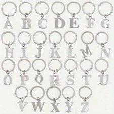 Schlüsselanhänger Buchstabe Silber Edelstahl Anhänger Keyring Alphabet