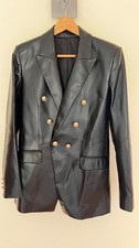 Schicke Zara Blazer, Kunstleder, Damen, 36, schwarz, Neu ohne Etikett