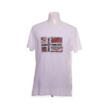 Napapijri, T-shirt, Größe: L, Weiß/Mehrfarbig, Baumwolle, Print, Herren #6rQ