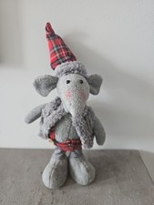 Weihnachten Figur Wichtel-Maus mit Weste Weihnachtsmaus grau Stoff Deko