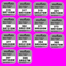 Murata/Sony Uhren Batterie Knopfzelle aus 13 Typen z.B. 364 371 373 377 395 399