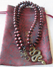 Schlangen Anhänger Metall Holzperlen Kette Aufbewahrungsbeutel