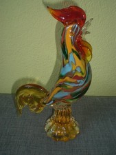 MURANO Glasfigur Figur Skulptur Hahn Glas Glasskulptur Hahn handgefertigt