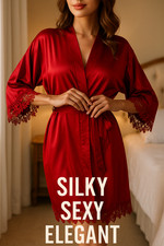 Satin kimono bademantel - satin,