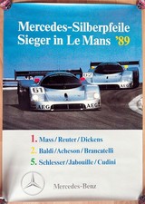 original Plakat Poster Mercedes-Benz " Le Mans 1989 " Sauber Mercedes C9