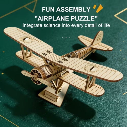 Retro flugzeug holzpuzzle - retro,
