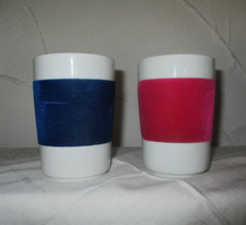 2 x Kahla Porzellan Kaffeebecher Touch Samt Blau  Pink  - Vintage - 11,5 cm