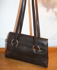 Ferre Tasche, edle Handtasche, Schultertasche, Leder dunkelbraun, 100 % Original