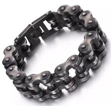 HERREN ARMBAND EDELSTAHL PANZERARMBAND GRAU - SILBER XXL MASSIV BIKER VINTAGE