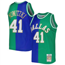 Dallas Mavericks NBA Trikot (Größe XL) Mitchell & Ness Split Top - Nowitzki - Neu