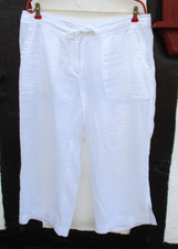 Feine Leinen Sommer Hose-H&M-100% Leinen-Größe42 -weites Bein -weiß-7/8lang