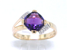 Amethyst Ring 585 Gelbgold 14Kt Gold natürlicher Amethyst  4 Brillanten