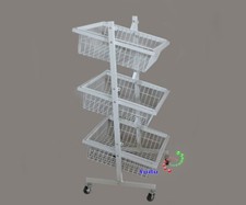 3er Gitterkorb Verkaufständer Warenständer 4 Rollen zwei Positionen