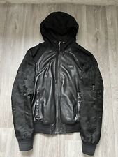 Dolce Gabbana  Lederjacke Hooded  Leather Jacket 54 Schwarz Jacke Kapuzen Jacke