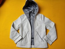 weiße schicke Lederjacke mit Kapuze  Mädchen ca. Gr. 134 / 140 Reißverschluss 