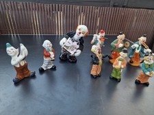 9Clowns aus Keramik,  Clown Sammelfiguren Zirkus Lustig Von 14bis 10 cm Groß