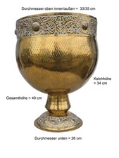 Großer Topf Messing Pflanzen  Blumen  Jardiniere Standfuß  49 cm Handgehämnert