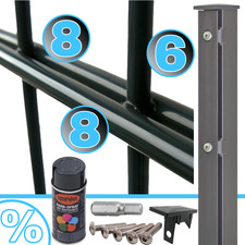 Doppelstabmattenzaun 8/6/8 Set