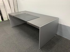 Renz Designer-Tisch Size Schreibtisch Alu Minimalismus  + Lederablage 200x100cm 