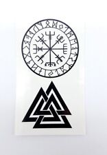 Tattoo Aufkleber K27.10 Valknut Vegvisir Runen Thors Hammer Odin Götter Wikinger
