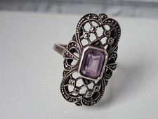 Sehr schöner  Silber- Ring , 925 Silber mit Amethysten und Markasit
