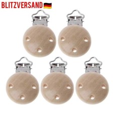5x Naturell Schnullerkettenclip Schnullerclip Holzclip Babyclip Blitzvrsand