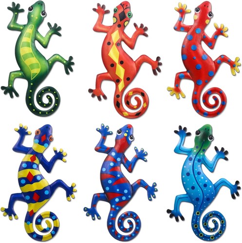 Metall gecko wanddeko - 6x,