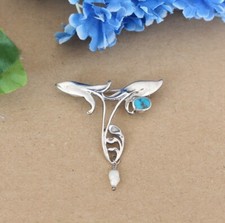 Brosche aus  925er Silber , 36 x 28 mm  mit Turkish  (PRO-6 *)