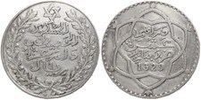 Marokko - Morocco 1 Rial 1911 AH 1329 - Silber 0.900, 25g, ø 37mm Y# 25