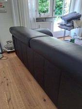 Schwarzes Ledersofa, Hersteller : Ewald Schillig, Länge: 2,28 m, Breite:  1,01 m
