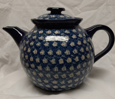 wunderschöne, alte Keramik Kaffeekanne, blau,  Kannegießer ? Bunzlauer ?