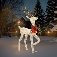 120cm LED Rentier groß beleuchtet Weihnachtsdeko Weihnachtsfigur Kaltweiß Außen