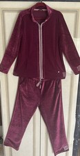 Walbus/Velours-Trainingsanzug-Hausanzug/Hose, Jacke/Lila,stretch,Logo,Gr44-46